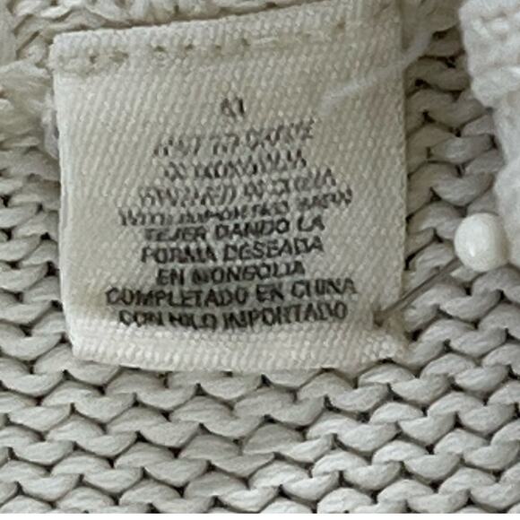 DKNY Y2K Sweater Jacket Womens M Cream Ribbed Full Zip Turtle Neck Classic Retro - Picture 13 of 15